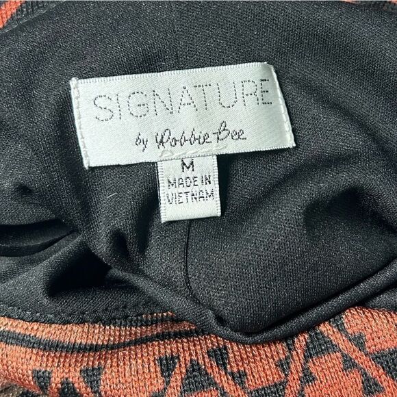 Signature by Robbie Bee Red Black Gray Belted Cowl Neck Long Sleeve Knee Dress - Picture 5 of 6